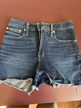 Madewell Dark Blue high rise curvy Cutoff Denim Shorts